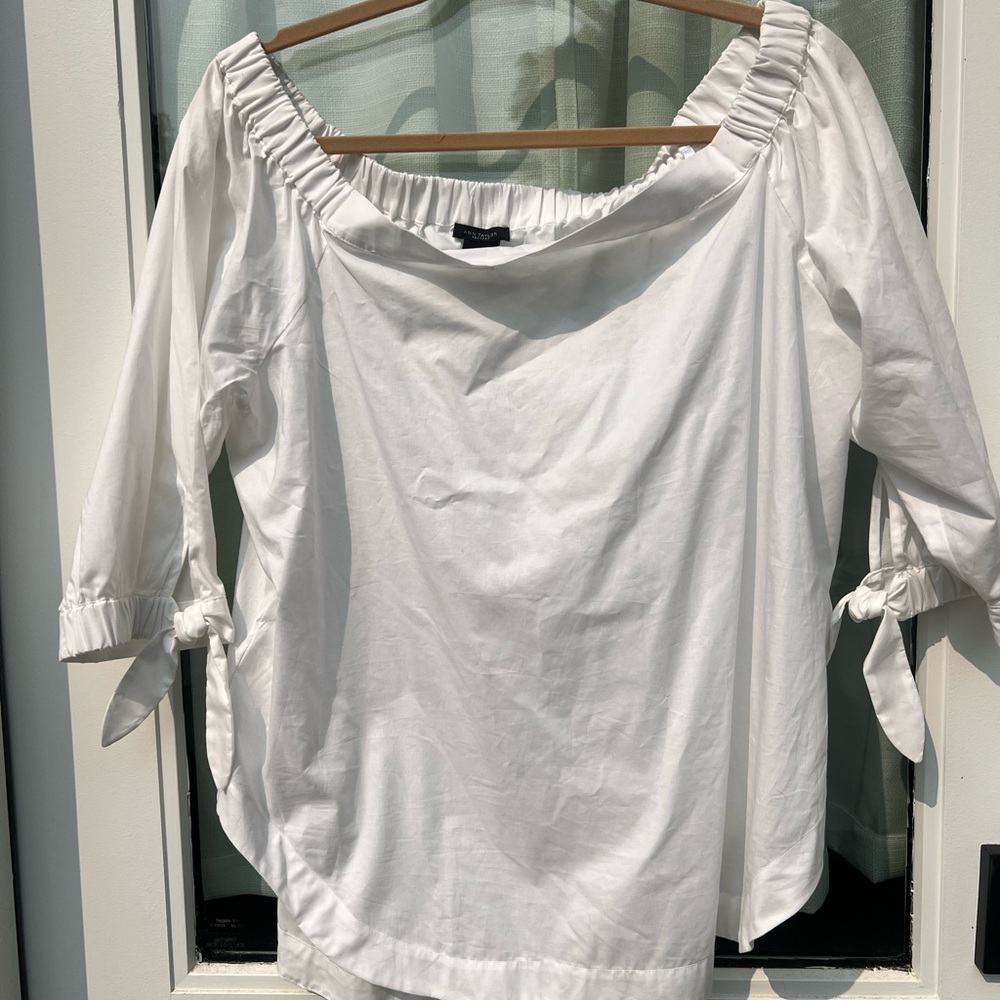 Ann Taylor White Off the Shoulder Blouse
